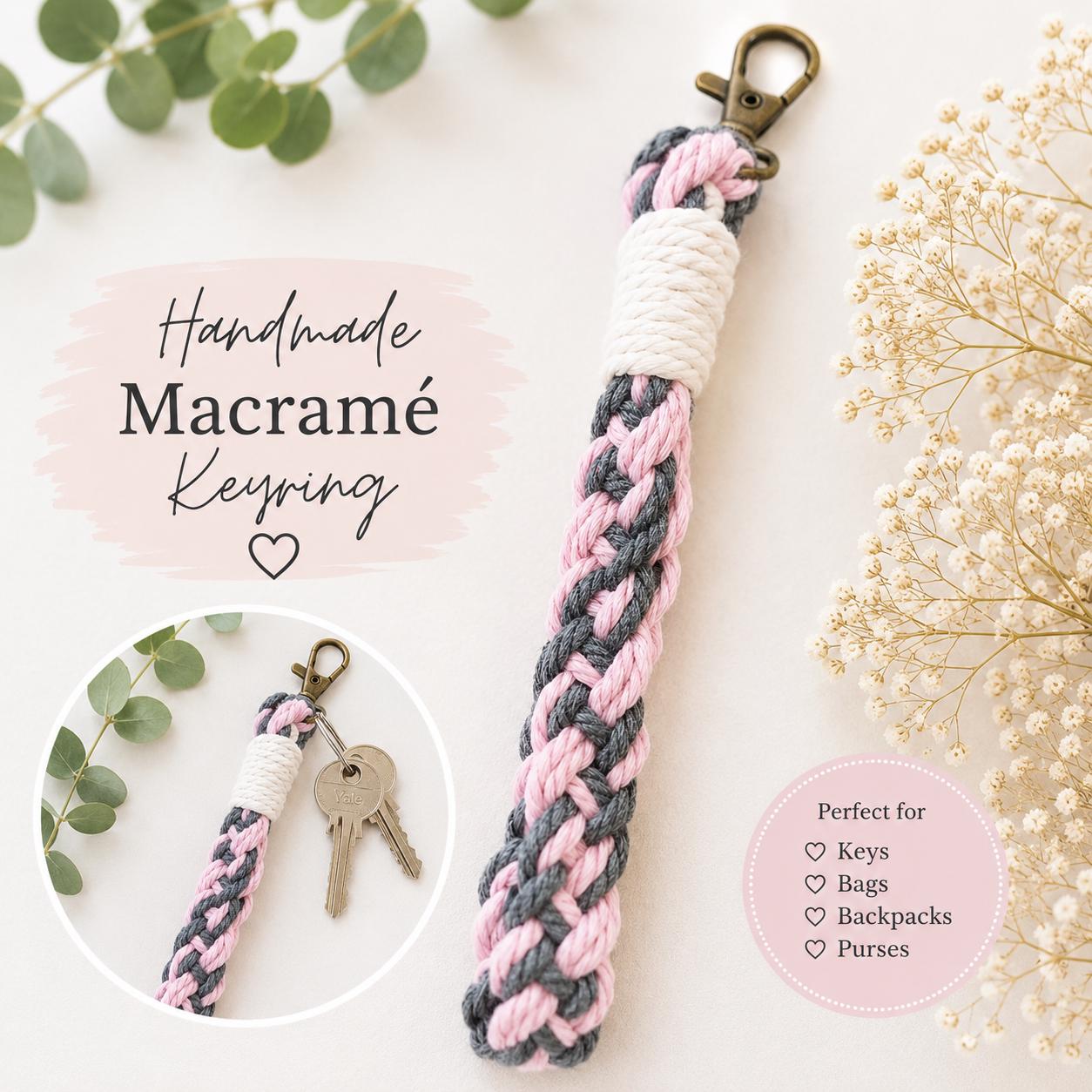 Macrame - Crochet keyring or bag charm - Personalised - Gift Wrapped
