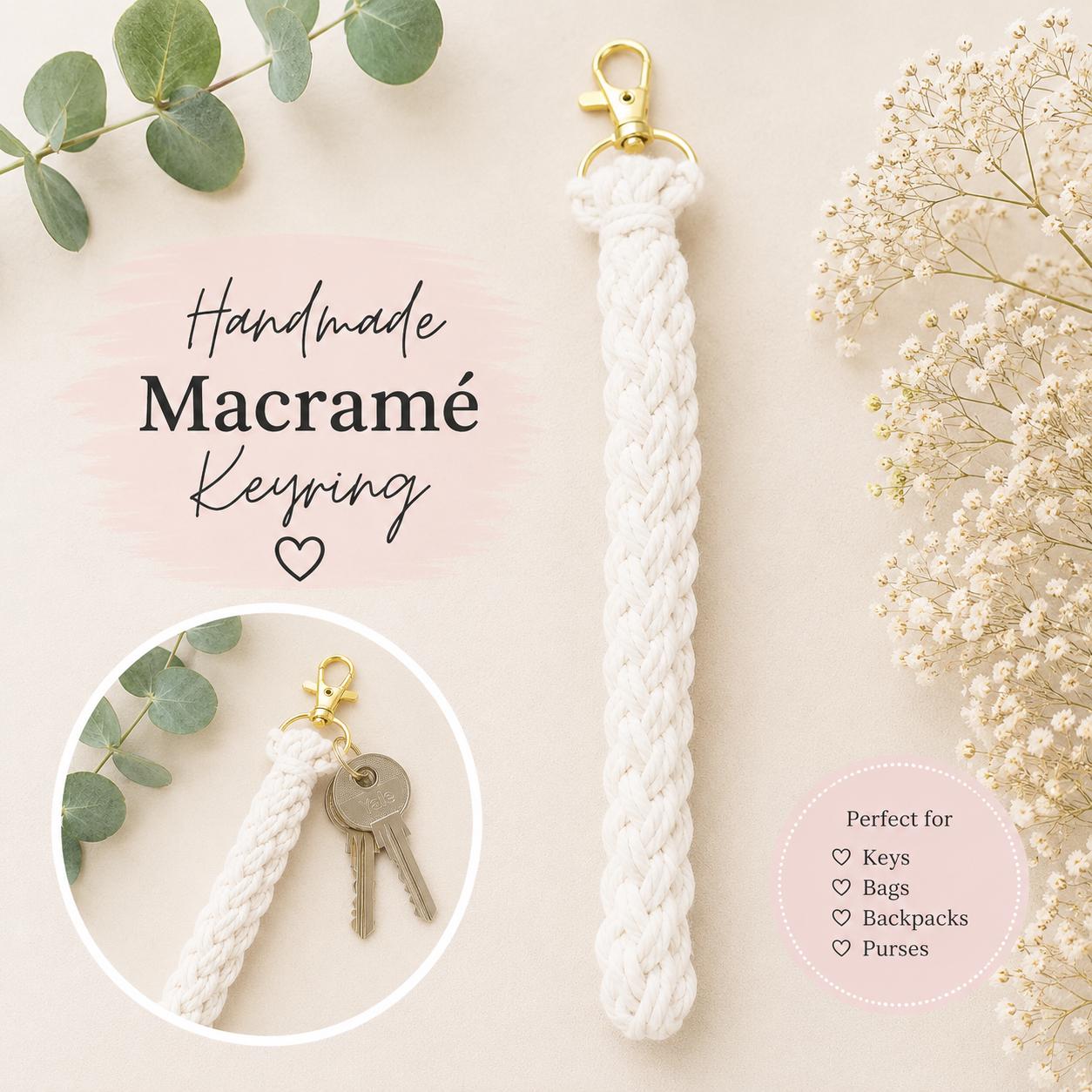 Macrame - Crochet keyring or bag charm - Personalised - Gift Wrapped