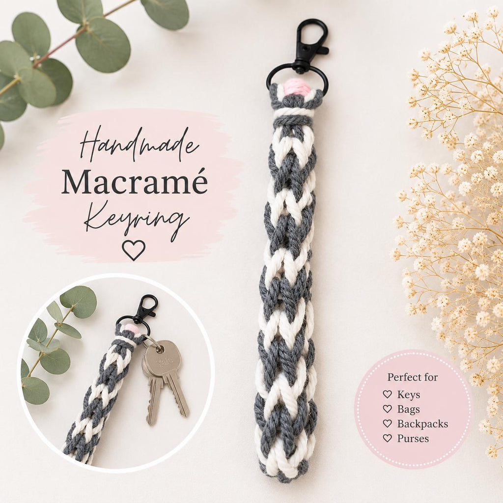 Macrame - Crochet keyring or bag charm - Personalised - Gift Wrapped