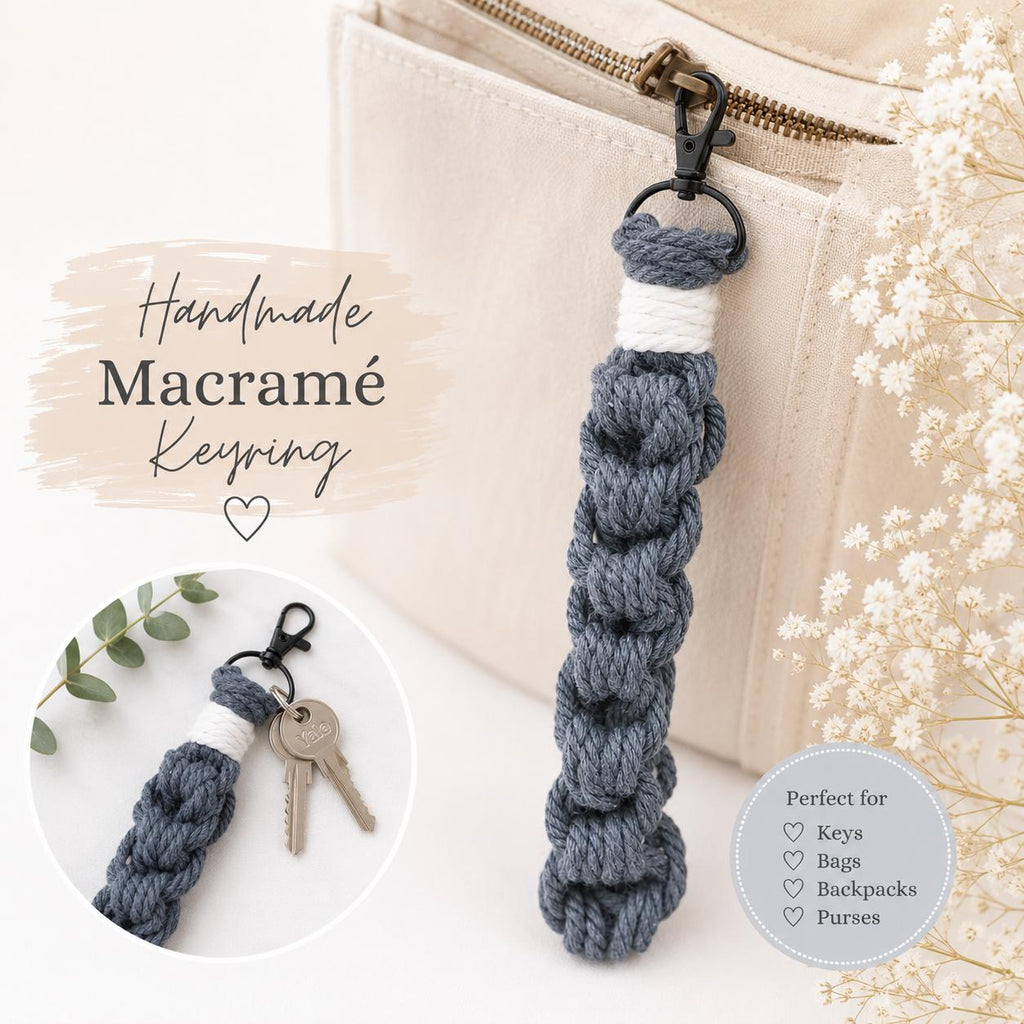 Macrame - Crochet keyring or bag charm - Personalised - Gift Wrapped