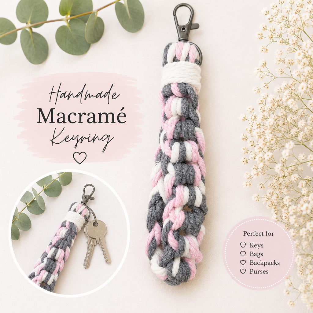 Macrame - Crochet keyring or bag charm - Personalised - Gift Wrapped