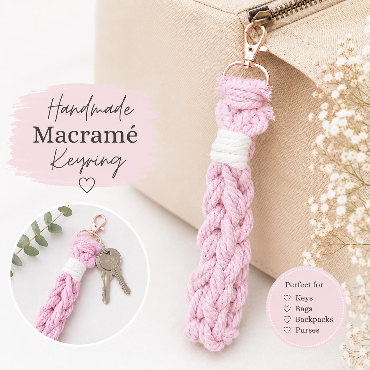 Macrame - Crochet keyring or bag charm - Personalised - Gift Wrapped