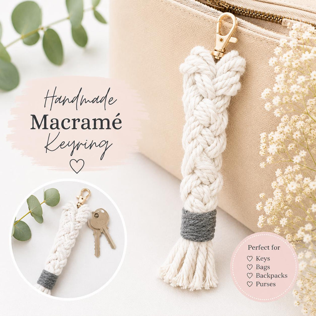 Macrame - Crochet keyring or bag charm - Personalised - Gift Wrapped