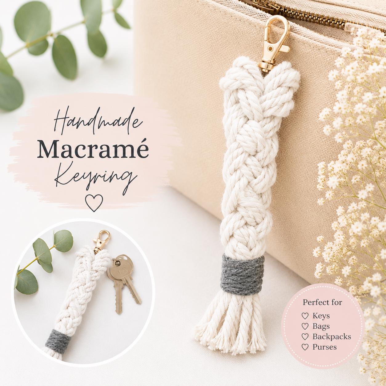 Macrame - Crochet keyring or bag charm - Personalised - Gift Wrapped