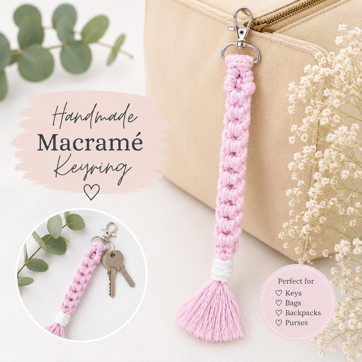 Macrame - Crochet keyring or bag charm - Personalised - Gift Wrapped