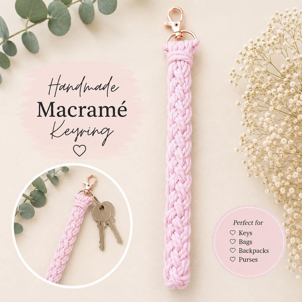 Macrame - Crochet keyring or bag charm - Personalised - Gift Wrapped
