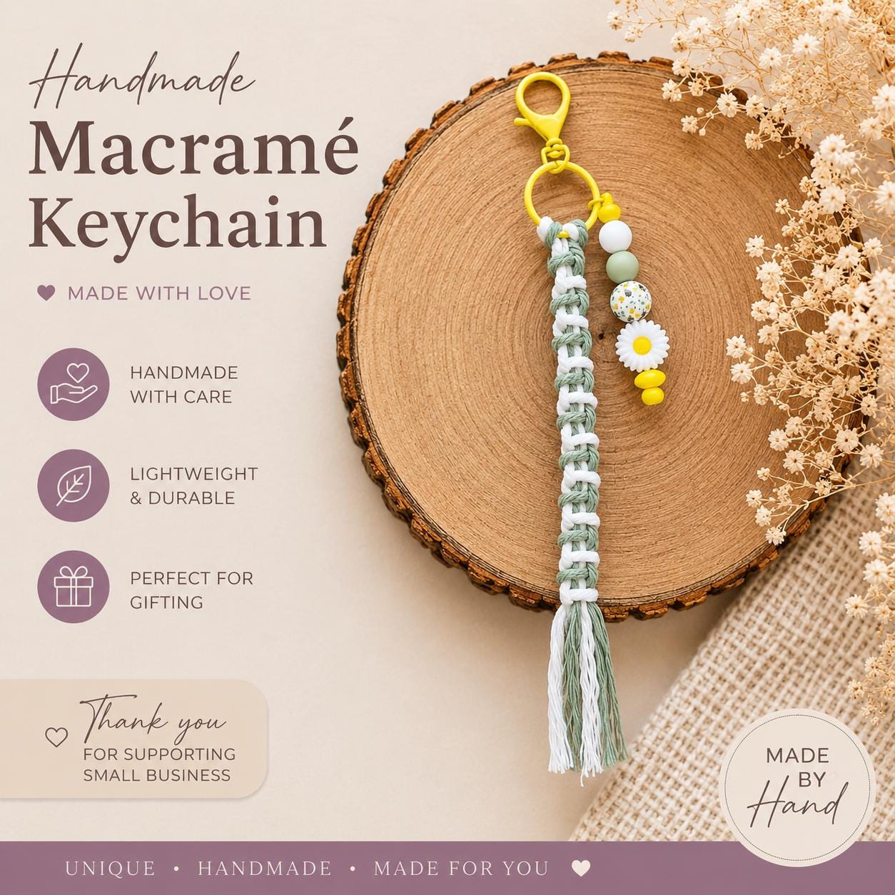 Crochet Keyring- Personalised Gift with Card for Her | Bag Charm - Birthday Gift