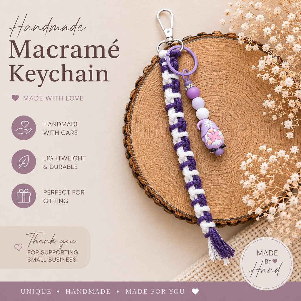 Crochet Keyring- Personalised Gift with Card for Her | Bag Charm - Birthday Gift