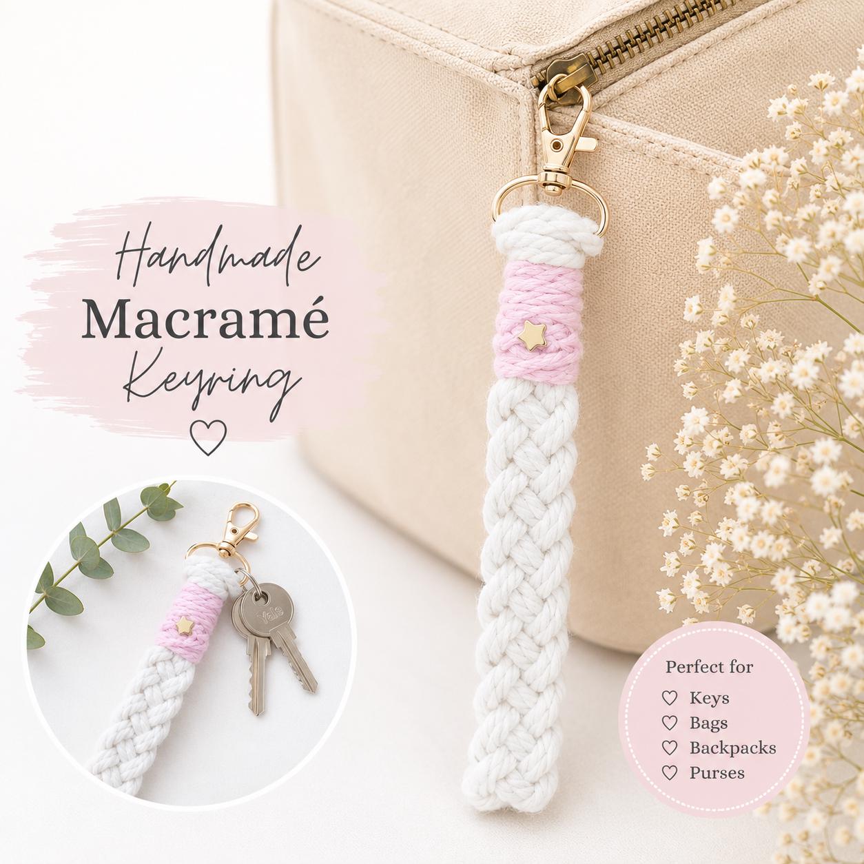 Macrame - Crochet keyring or bag charm - Personalised - Gift Wrapped