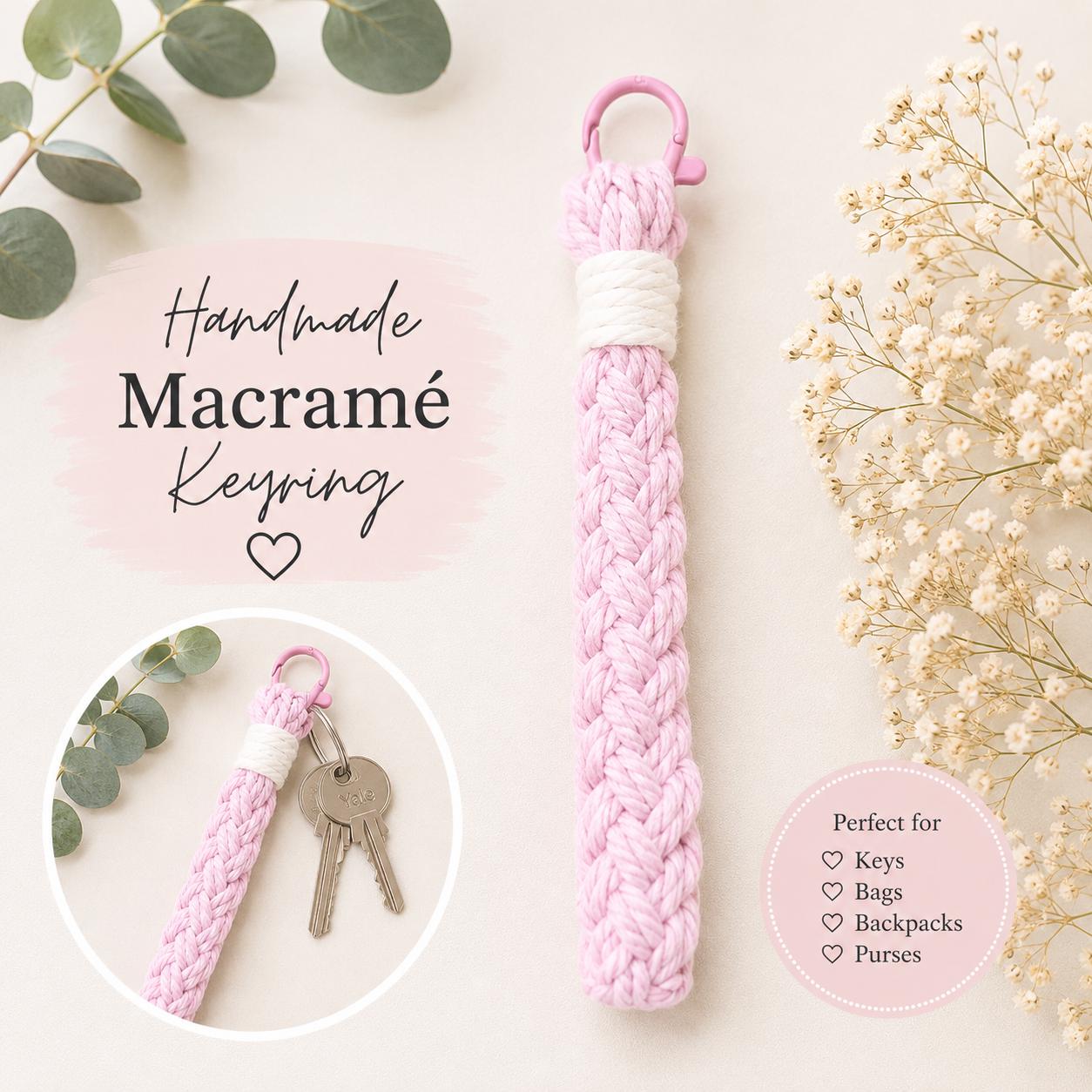 Macrame - Crochet keyring or bag charm - Personalised - Gift Wrapped