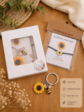 Sunflower Bee Keyring and Bracelet | Gift Box