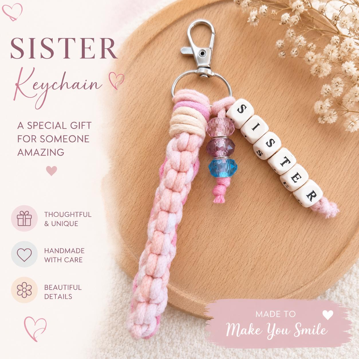 Crochet Keyring- Personalised Gift with Card for Her | Bag Charm - Birthday Gift