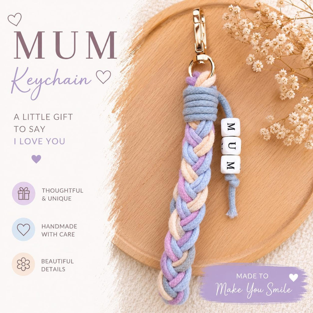 Crochet Keyring- Personalised Gift with Card for Her | Bag Charm - Birthday Gift