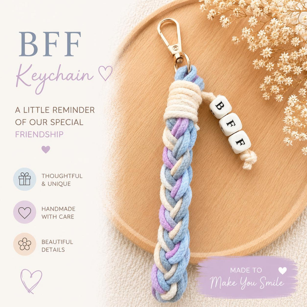 Crochet Keyring- Personalised Gift with Card for Her | Bag Charm - Birthday Gift