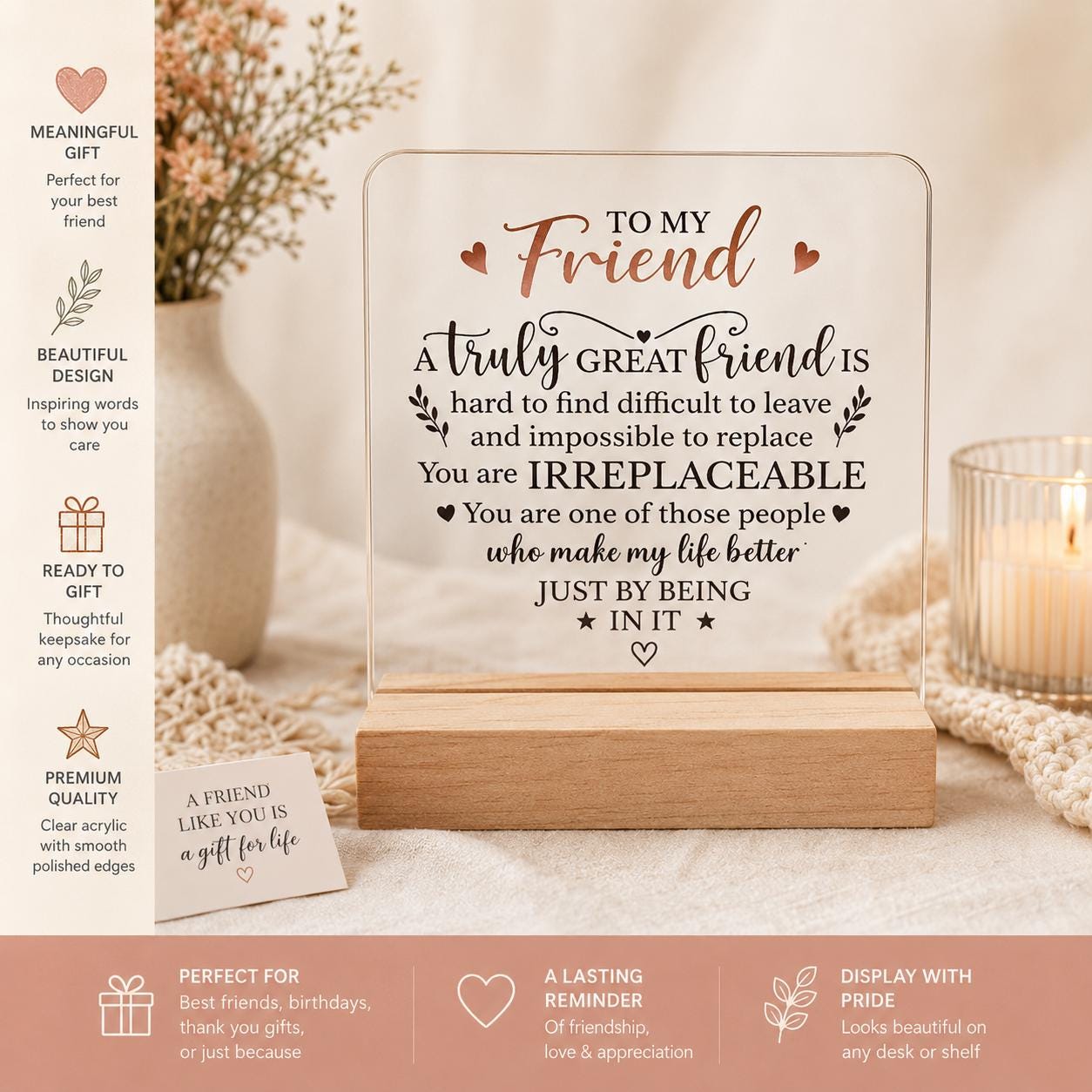 Acrylic Keepsake Plaque | Friendship, Thank You, Appreciation Gift