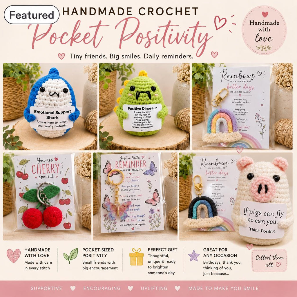 Crochet Pocket Hug | Positive Affirmation Plush Toy-keyring-bag charm, Meaningful Keepsake
