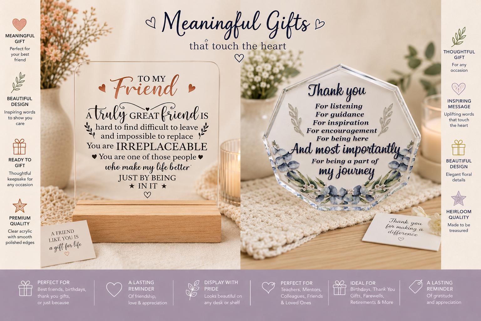 Acrylic Keepsake Plaque | Friendship, Thank You, Appreciation Gift