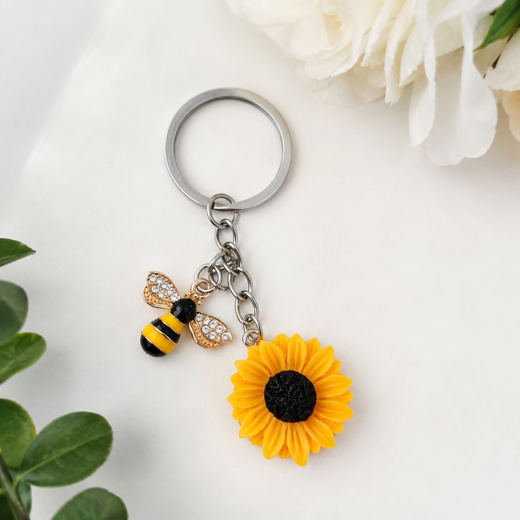 Sunflower Bee Keyring | Bag Charm